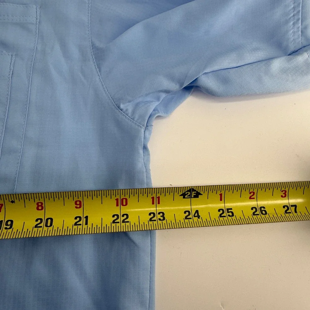 Columbia PFG Crystal Springs Mens M Light Blue Long Sleeve Fishing Shirt XM7102 - Picture 13 of 14